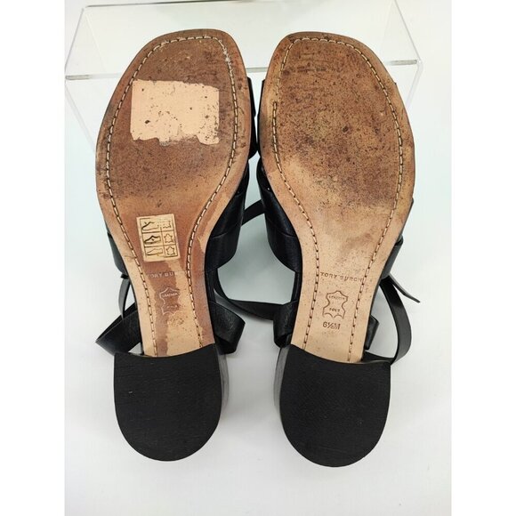 Tory Burch Women's City Ankle Strap Black Leather Heel Sandals Size 6.5M US - Picture 7 of 8
